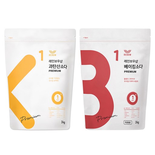 레인보우샵 과탄산소다 프리미엄 산소계 표백제 3kg + 베이킹소다 프리미엄 3kg