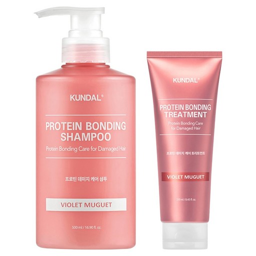 쿤달 프로틴 데미지 케어 바이올렛뮤게향 샴푸 500ml + 트리트먼트 250ml