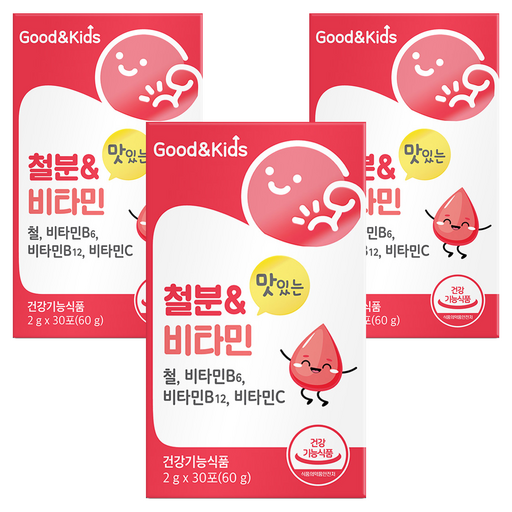 내츄럴플러스 유아용 굿앤키즈 맛있는 철분비타민 딸기맛 30p