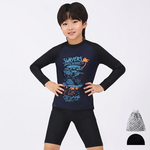아쿠아티카 남아용 래쉬가드 + 스윔팬츠 + 스판수모 + 비닐백 AQA355