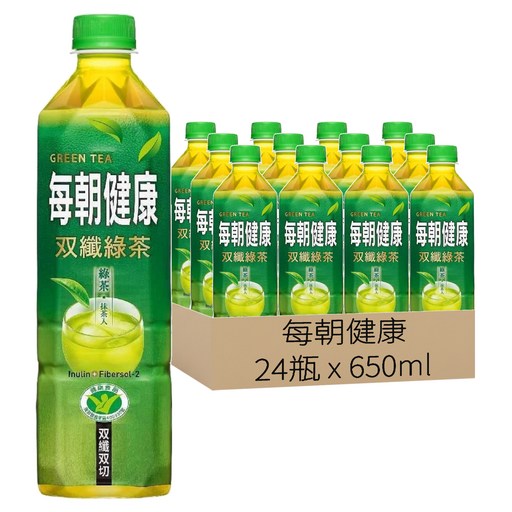 每朝健康 雙纖綠茶, 650ml, 24瓶