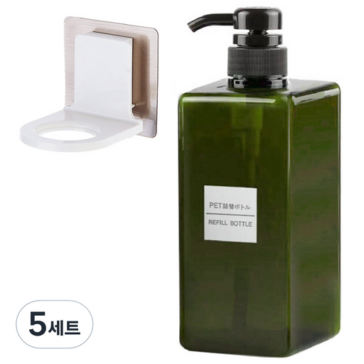 모나코올리브 호텔식 샴푸 린스 디스펜서 650ml + 무타공 샴푸홀더 세트