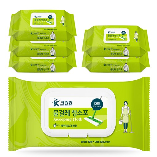 크린업 물걸레 청소포 대형 30매 6개 필수아이템 깨끗한 집을 위한 선택
