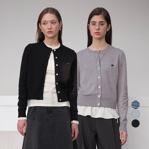 쥬시쥬디 여성용 라운드 니트 가디건 2종 세트 JZKT026D