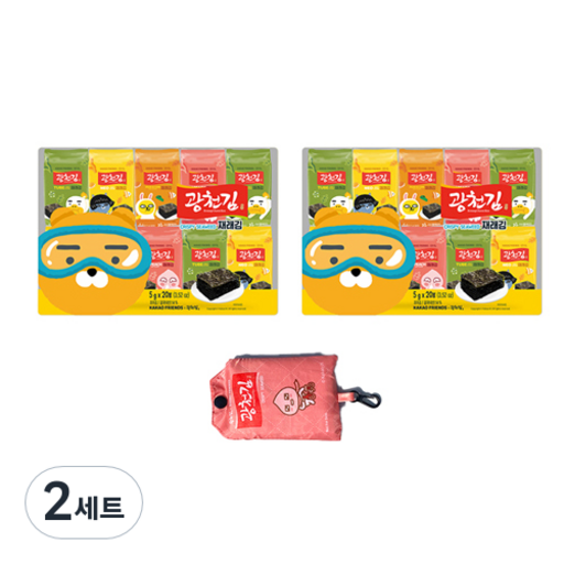 광천김 카카오프렌즈 재래 도시락김 5g x 40p + 장바구니 랜덤발송