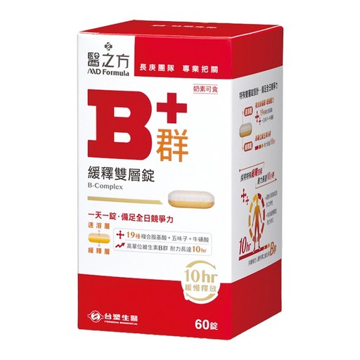 台塑生醫 MD Formula 醫之方 緩釋B群雙層錠, 1盒, 60顆