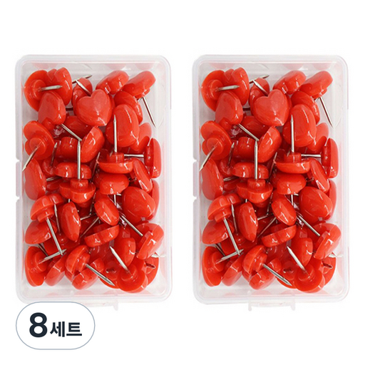 문구담 귀여운 하트모양 압정 50p 세트 레드