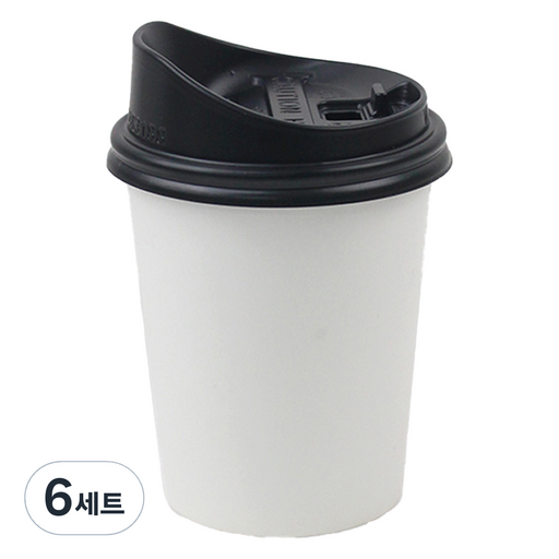 아이엔피 화이트무지 종이컵 300ml 50p + 롱개폐 뚜껑 50p 세트