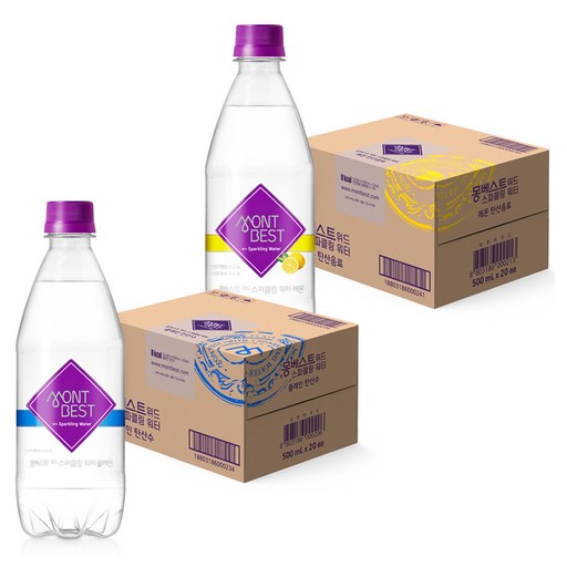 몽베스트 위드 스파클링 워터 플레인 500ml 20p + 레몬 500ml 20p