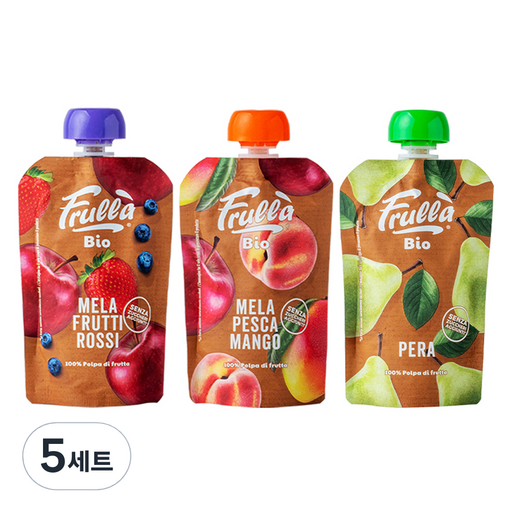 푸루라퓨레 유기농 생과일 혼합맛 사과 블루베리 딸기 + 사과 복숭아 망고 + 배 100g 세트
