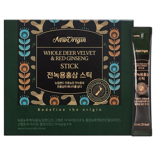 뉴오리진 유한건강생활 전녹용홍삼 스틱 30일분 30p
