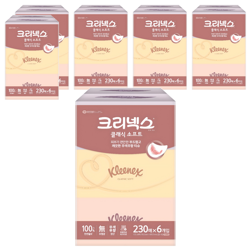 크리넥스 클래식 소프트 천연펄프 미용티슈 2겹