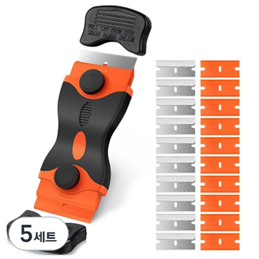 코지모먼트 2in1 다용도 스크래퍼 스티커 제거기 + 리필날 20p 오렌지