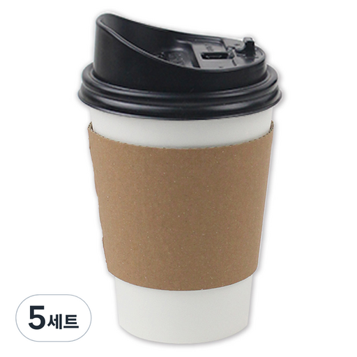 아이엔피 종이컵 화이트 무지 473ml + 롱개폐 뚜껑 + 홀더 KP 무지 세트