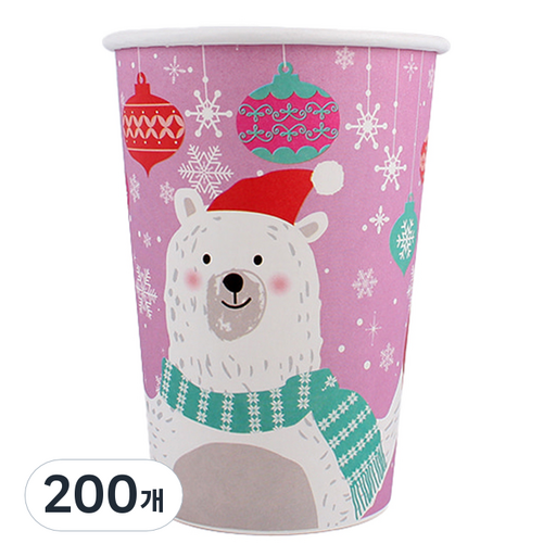더팩컴퍼니 크리스마스 테이크 아웃 종이컵 380ml 백곰