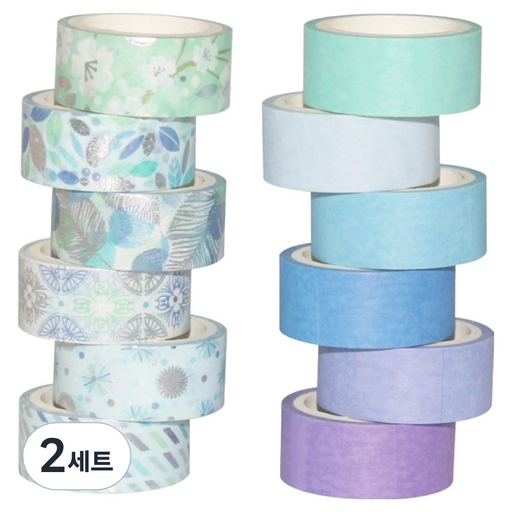 셀링뉴 아트스핀 데코 다꾸 종이 마스킹 테이프 15mm x 3m 12종 세트
