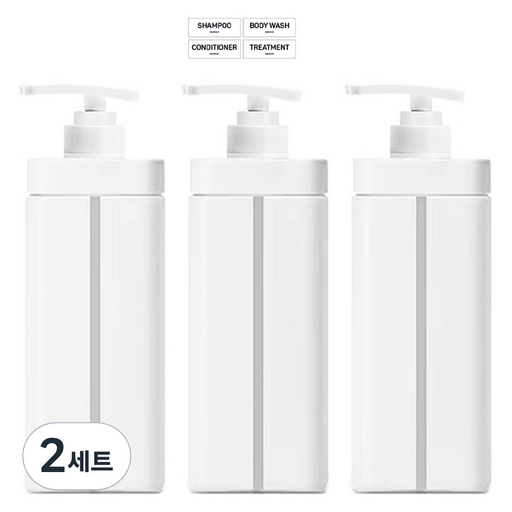 뉴앤룩 밀리 욕실 디스펜서 샴푸 리필공병 겔타입 720ml 3p + 라벨스티커 4종 세트