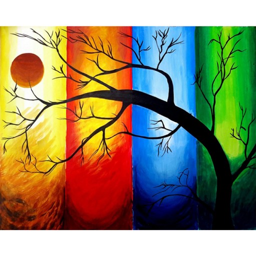 알로데 화려한 사계절 나무 DIY 보석십자수 라운드 40 x 50 cm