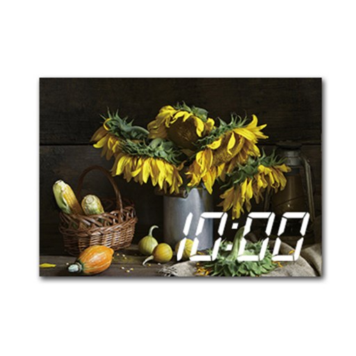 홈마인 LED 시계 캔버스 프린팅 액자 해바라기 A3
