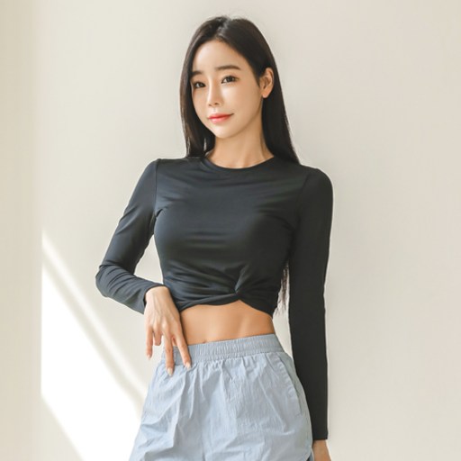 튜브트리 여성용 크롭 꼬임 래쉬가드 상의 B8203