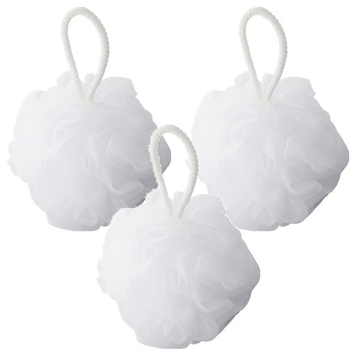 MUJI 無印良品 泡立網浴球 大, 白色, 1入, 3個