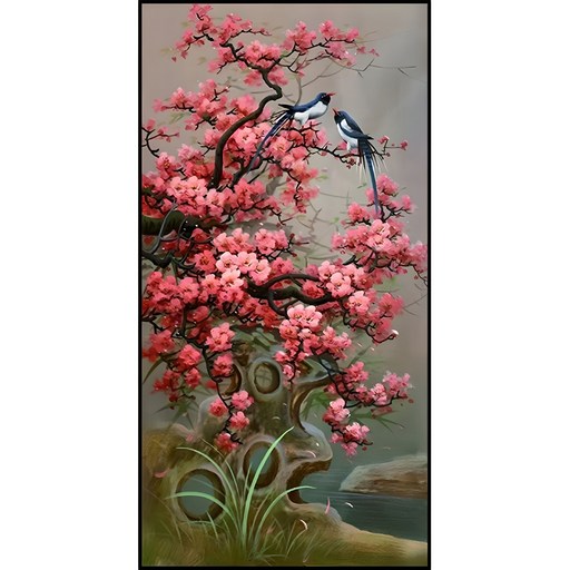 모던몰 보석십자수 DIY 매화꽃 희망과 좋은소식을 전하는 까치(액자불포함) 50x90cm