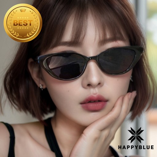 해피블루 선글라스 캣아이 여성 빈티지 프레임