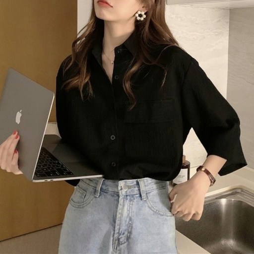 아이엠몽 여성 세미 루즈핏 7부 셔츠 블라우스