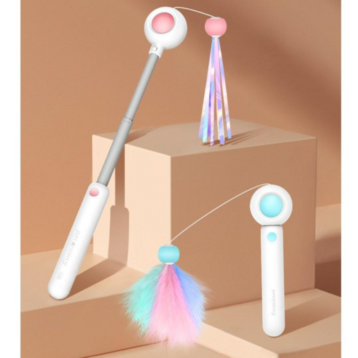 양승 고양이 알록달록 카샤카샤 깃털 낚시대 장난감