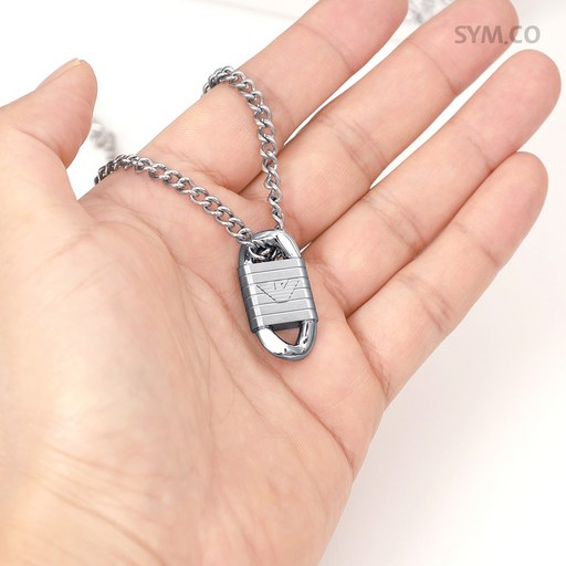 알마니 독수리 엠블럼 빈티지 실버 잠금락 펜던트 남자 스틸 목걸이