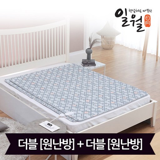 일월 워셔블 체크그레이 카본 전기매트_더블+더블(140x180)_디지털(원난방)