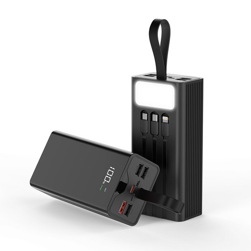 THOUSTA 대용량 보조배터리 50000mAh 고속충전 PD 22.5W 3개 충전선 내장 캠핑용 차박용 멀티단자