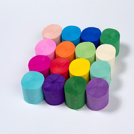 star starred 파티 스트리머 Roll 폭이8cm 넓은 미니 주름지mini crepe paper, 1세트, 16컬러 16개입