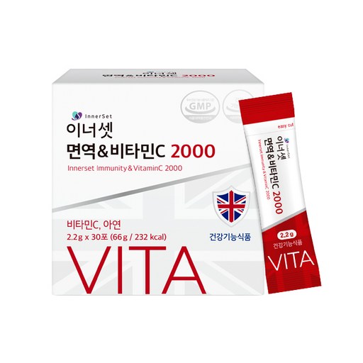 이너셋 면역&비타민C 2000 2.2g x 30포 / 항산화 고함량 비타민 아연 영국산