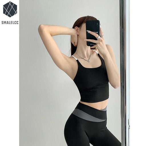 SMALELCC 여성 운동 편한 요가 복 2종 세트 스포츠브라+요가바지 W