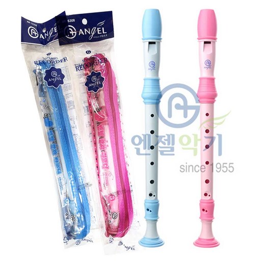 Angel엔젤 소프라노 컬러 리코더 S308(B) 바로크식 핑크/블루 Soprano Recorder 1개