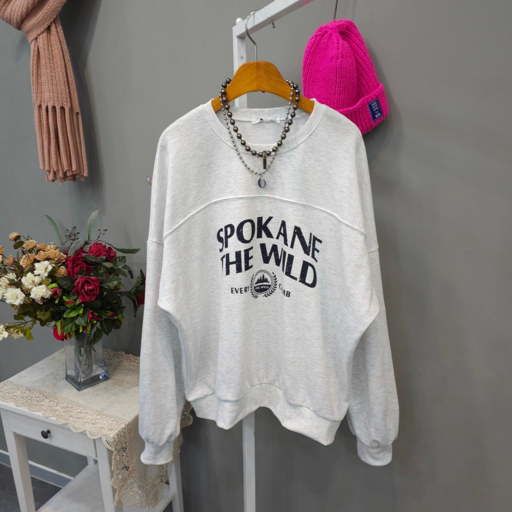 드롭숄더 절개 와이드핏 봄 맨투맨