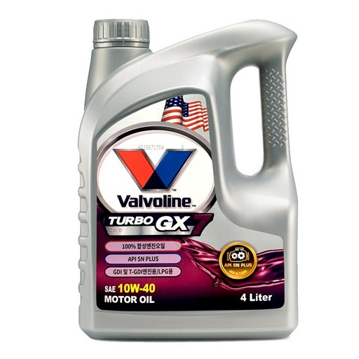 발보린 TURBO GX7 SN PLUS 10W40 4리터 100프로 합성 가솔린 엔진오일, 1개, 발보린 터보 GX7 10W40 4리터, 10w40