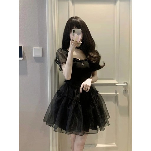 COSYEVNO 퍼포 소매 원피스 프랑스풍 고품격 볼륨 프린세스 스커트