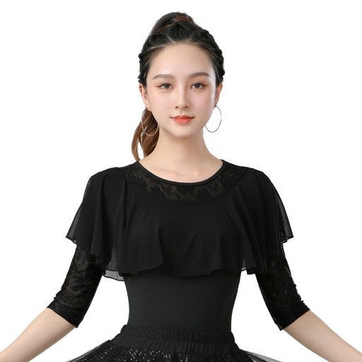 와우진플 레이스 프릴 7부 라인 댄스복 상의