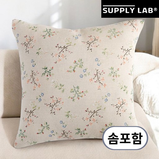 서플라이랩 프렌치플라워 고급 인테리어 핸드메이드 쇼파쿠션 국산솜포함