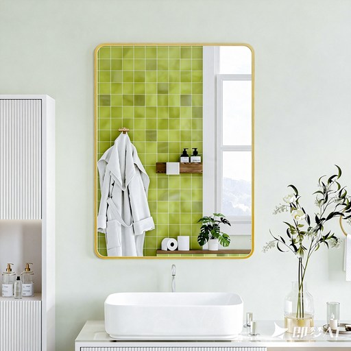 뷰티피크 라운드형 벽거울 화장대거울 욕실거울 강화안전유리, 골드75cm