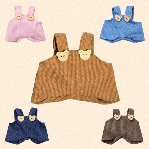 솜인형 곰돌이 멜빵 바지 10cm 15cm 모루인형옷 솜깅이 청멜빵 코듀로이 골덴 단추