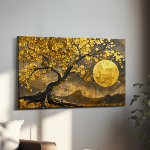 아트앤코 돈 들어오는 황금나무 캔버스 그림 75x50cm 풍수지리 인테리어 대형 액자
