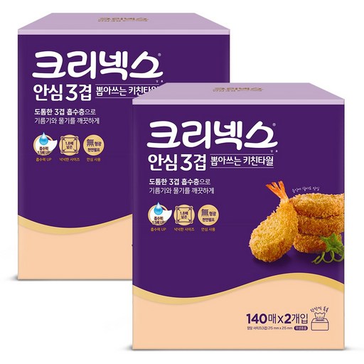 크리넥스 안심 3겹 뽑아쓰는 키친타올 140매 4개로 세탁 걱정 없는 완벽한 주방 필수품