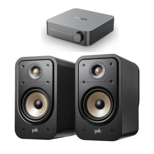 WiiM(윔) AMP + 폴크오디오 ES20 하이파이 네트워크 오디오, 앰프(실버), 블랙