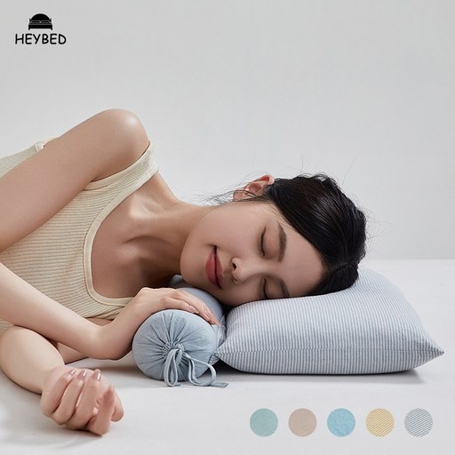 HEYBED 면 100% 스트라이프 메밀 원통형 사각 콤비 목베개