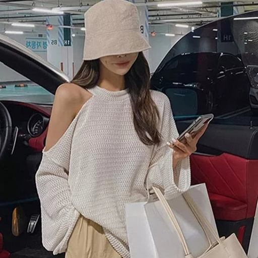 칩썬데이 여성 언밸런스 루즈핏 오프숄더 티셔츠 수영복 비치 커버업
