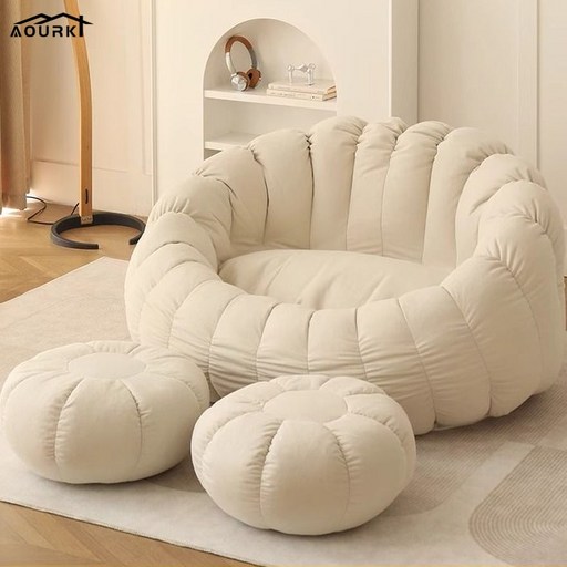 AourK 2인용소파 빈백 침실 리클라이너 다다미 소파 쿠션+ 발판