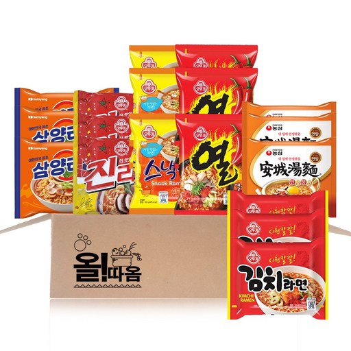 올따옴 봉지라면 6종 기획세트 3호(안성3+진매3+열라면3+스낵3+김치3+삼양3)